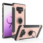 Wholesale Galaxy Note 9 360 Rotating Ring Stand Hybrid Case with Metal Plate (Silver)